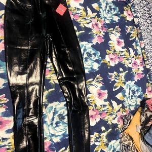 NWT Spanx black patent leather leggings